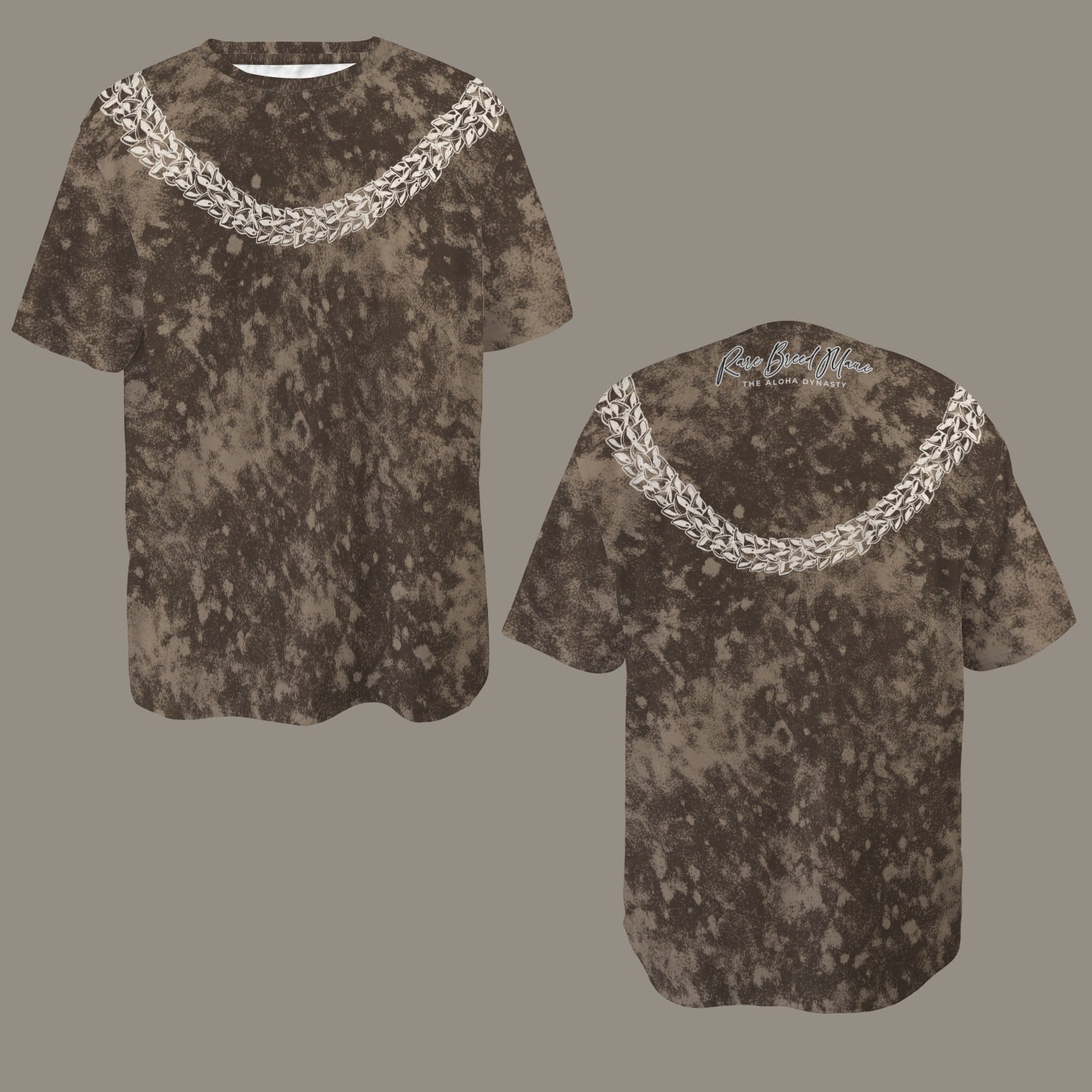 Oversized Vintage Wash Graphic T-shirt| Hawaiian Lei Tee, Smokey Chocolate Brown - Ni'ihau Shell Lei