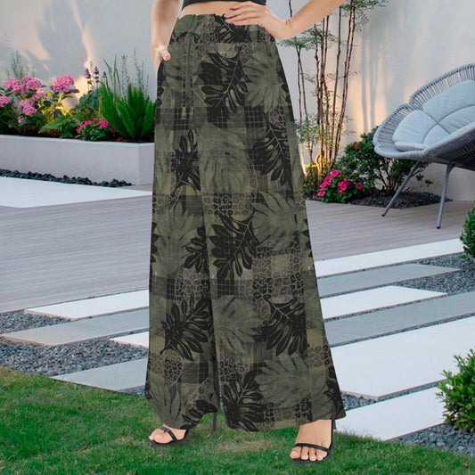 Ulu and Palaka Makamae Wide Leg Pants - Green and Black