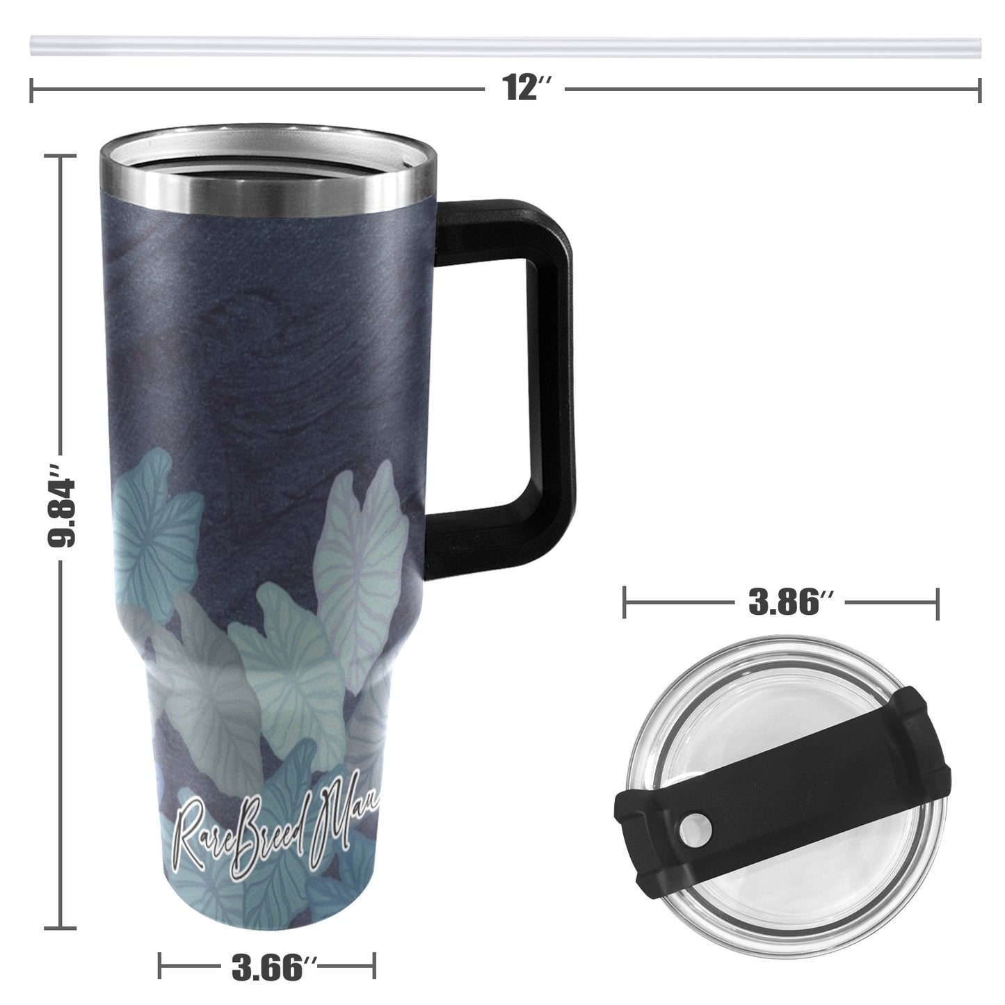 Kalo 40oz Tumbler with Black Handles - Watercolor Blue