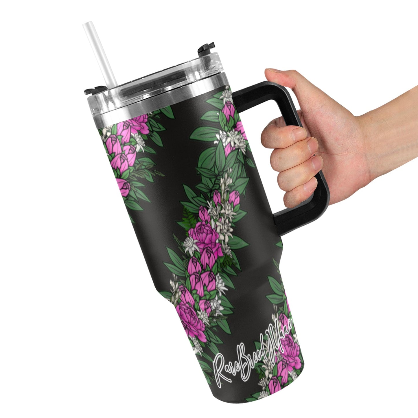 Lokelani Lei 40oz Tumbler - Black Handle