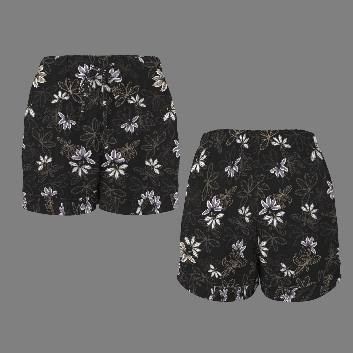 Holoholo shorts in Naupaka Taupe and Purple