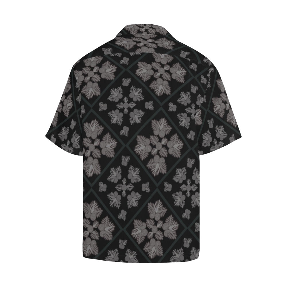 Ulu Quilt - Menʻs Aloha Shirt, Black and Gray Hawaiian Shirt