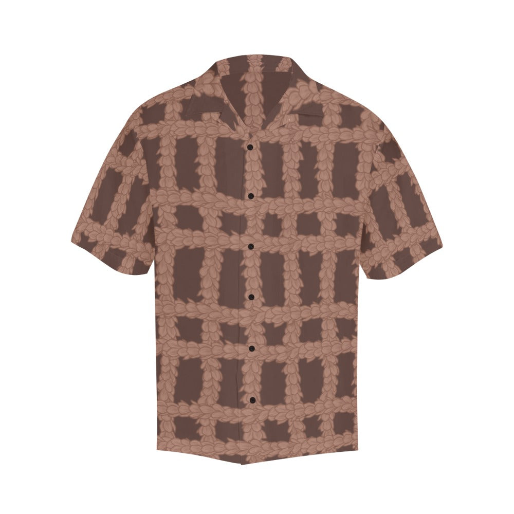 Pakalana Palaka Menʻs Aloha Shirt - Mocha Hawaiian Shirt