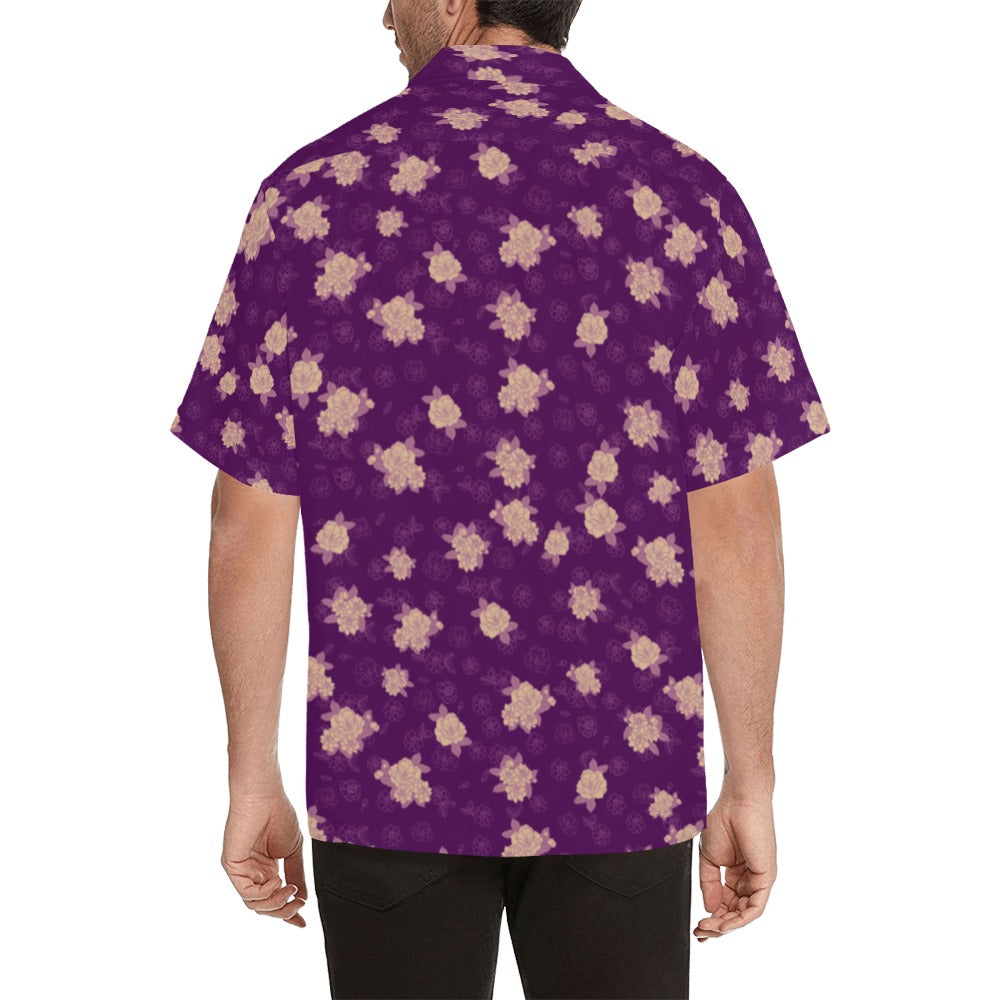 Kiele Gardenia Hawaiian Print Menʻs Aloha Shirt - Fuschia Purple