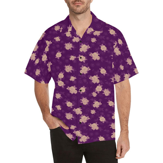 Kiele Gardenia Hawaiian Print Menʻs Aloha Shirt - Fuschia Purple