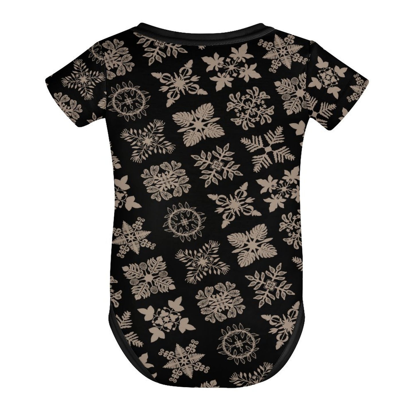 Kapa Kuiki Hawaiian Print Baby Onesie - Black and Taupe