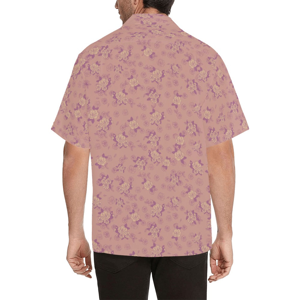 Kiele Gardenia Hawaiian Print Menʻs Aloha Shirt - Pink