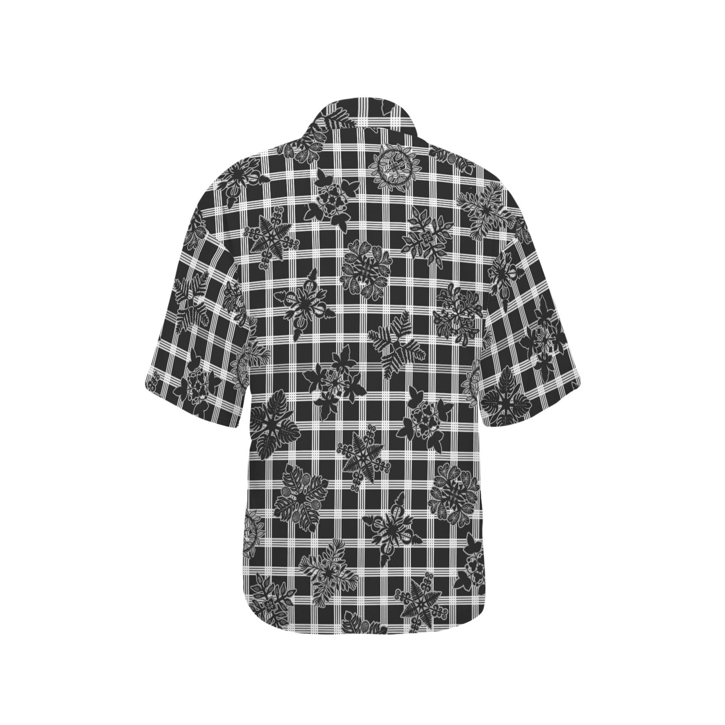 Palaka and Kapa Kuiki Hawaiian Quilt Print - The Honey Girl Shirt - Black, Gray and White