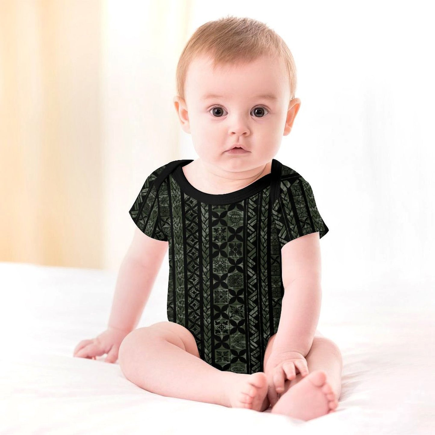 Kapa Kakau Hawaiian Print Baby Onesie - Green