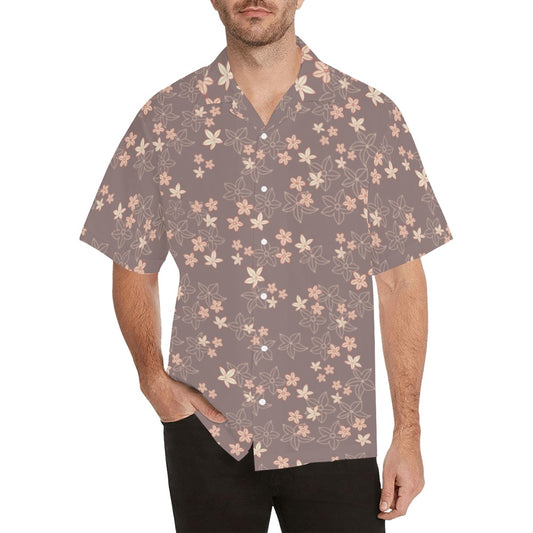 Pua 'Ala Hawaiian Print Menʻs Aloha Shirt - Mocha and Pink