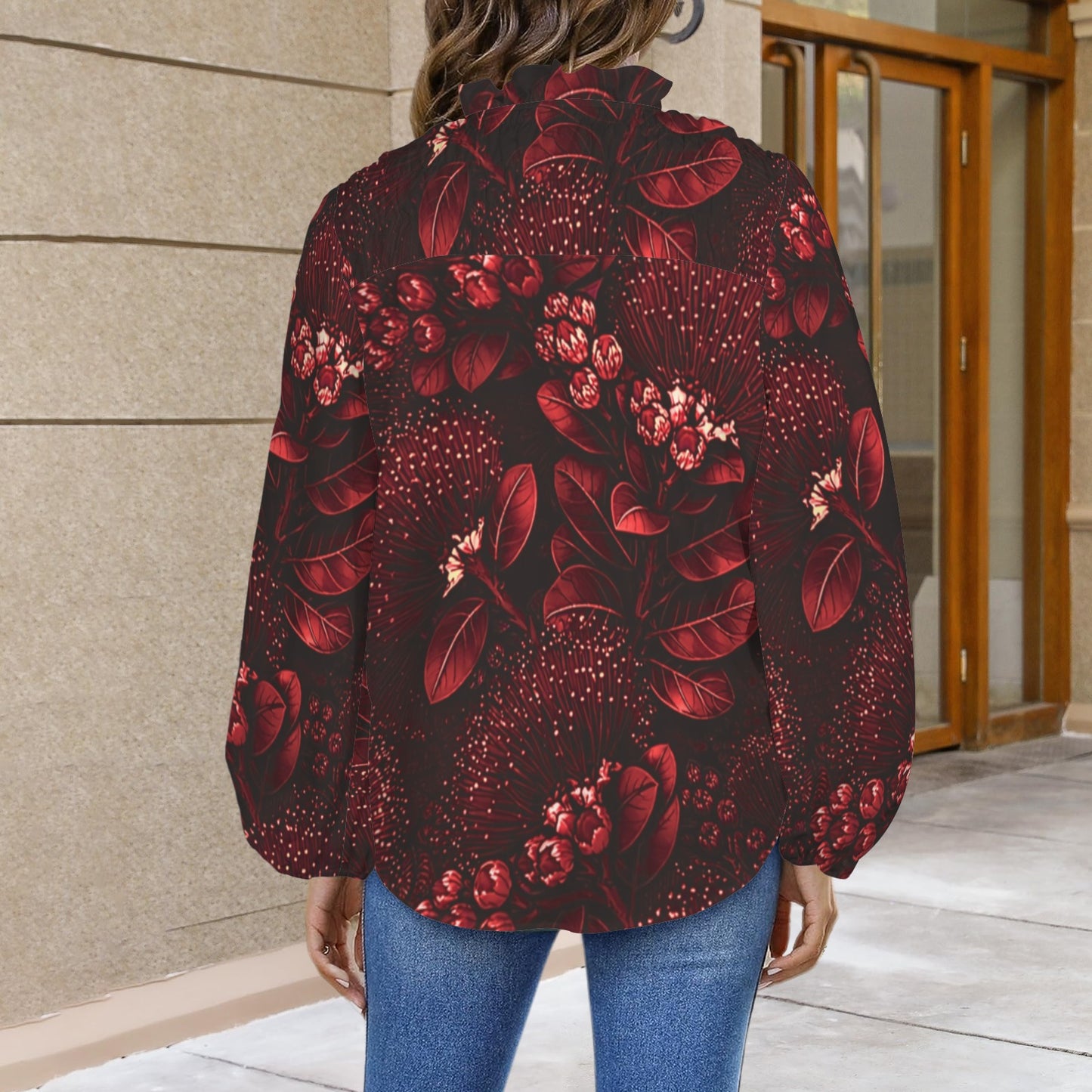 Mālie Blouse in ohia - red and black