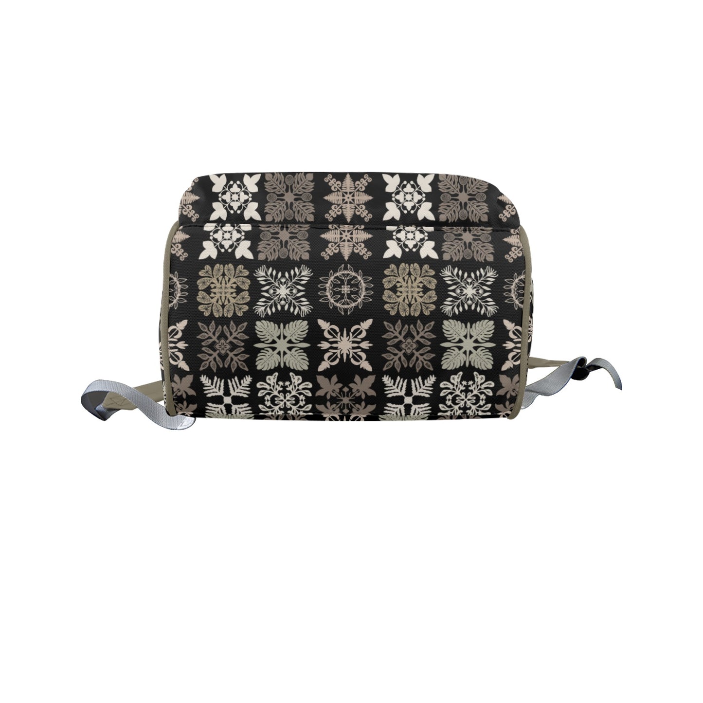 Kapa Kuiki Hawaiian Print Quilt Design Mult-Function Backpack - Black and Sage