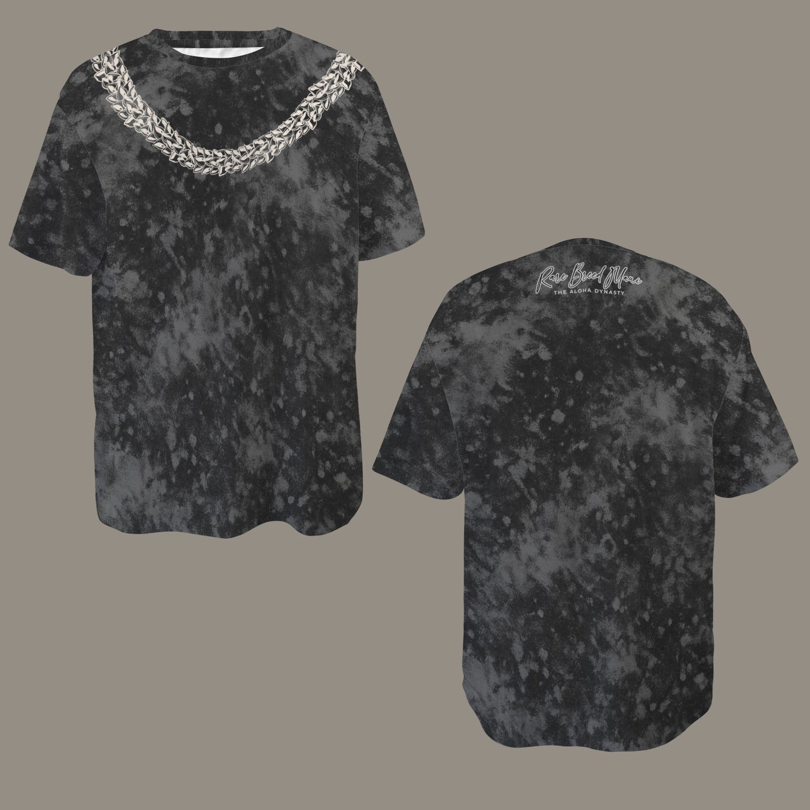 Oversized Vintage Wash Graphic T-shirt | Hawaiian Lei Tee, Smokey Black and Gray - Ni'ihau Shell Lei