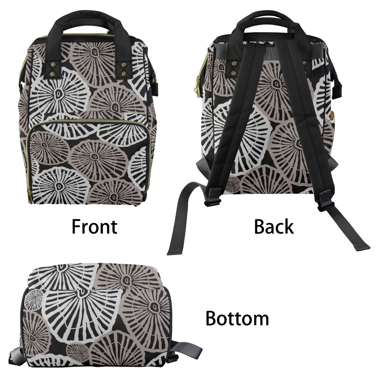 Opihi Hawaiian Print Multi-Function Backpack 2.0 - Gray and Black (ʻOpihi)