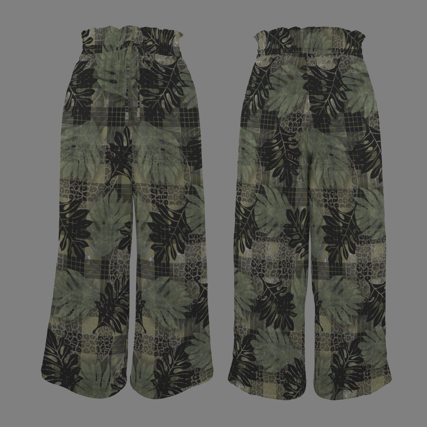 Ulu and Palaka Makamae Wide Leg Pants - Green and Black