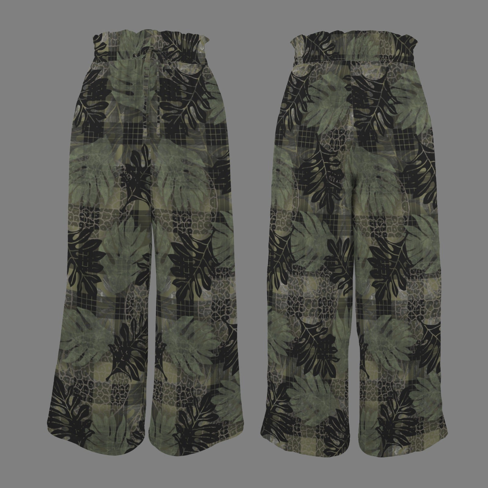 Ulu and Palaka Makamae Wide Leg Pants - Green and Black