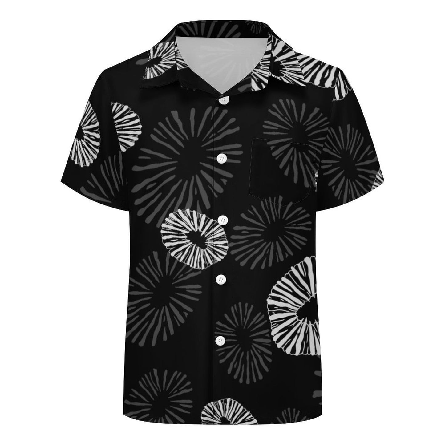 'Opihi Hawaiian Print - Keiki Aloha Shirt, Black and Gray