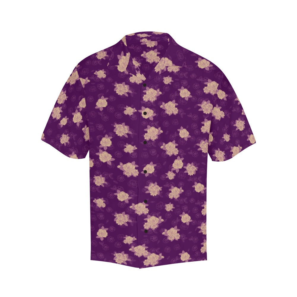 Kiele Gardenia Hawaiian Print Menʻs Aloha Shirt - Fuschia Purple