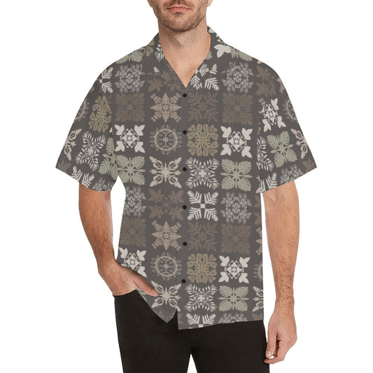 Hawaiian Kapa Kuiki - Menʻs Aloha Shirt, Taupe & Browns