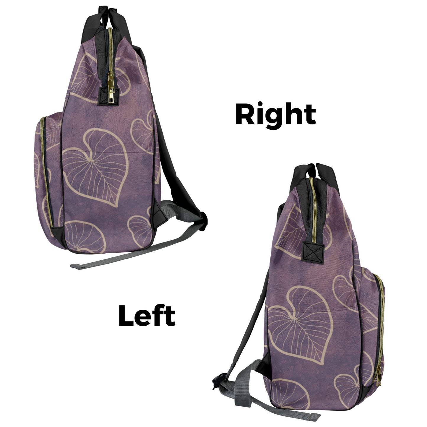 Kalo Taro Hawaiian Print Design Multi-Function Backpack - Lavender