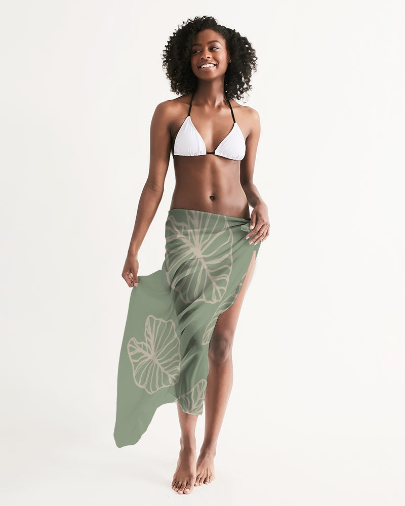 Kalo Leaf Taro Hawaiian Print Sage Green Pareo Sarong