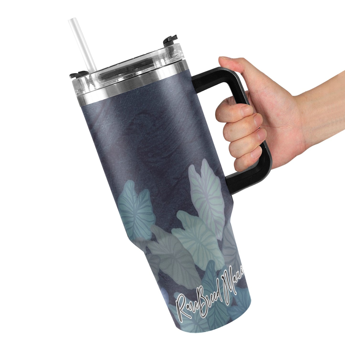 Kalo 40oz Tumbler with Black Handles - Watercolor Blue