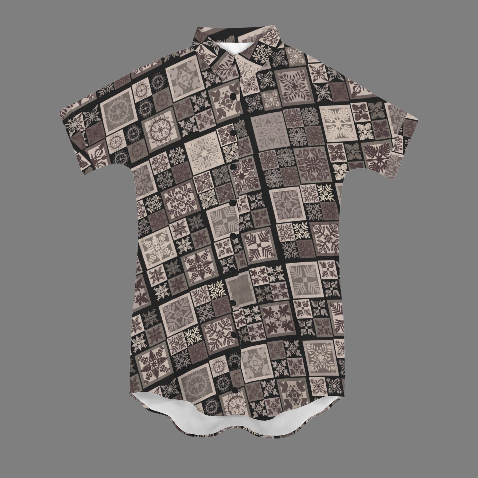 Kapa Kuiki Hawaiian Quilt Print Nani 2.0 Dress - Brown Taupe