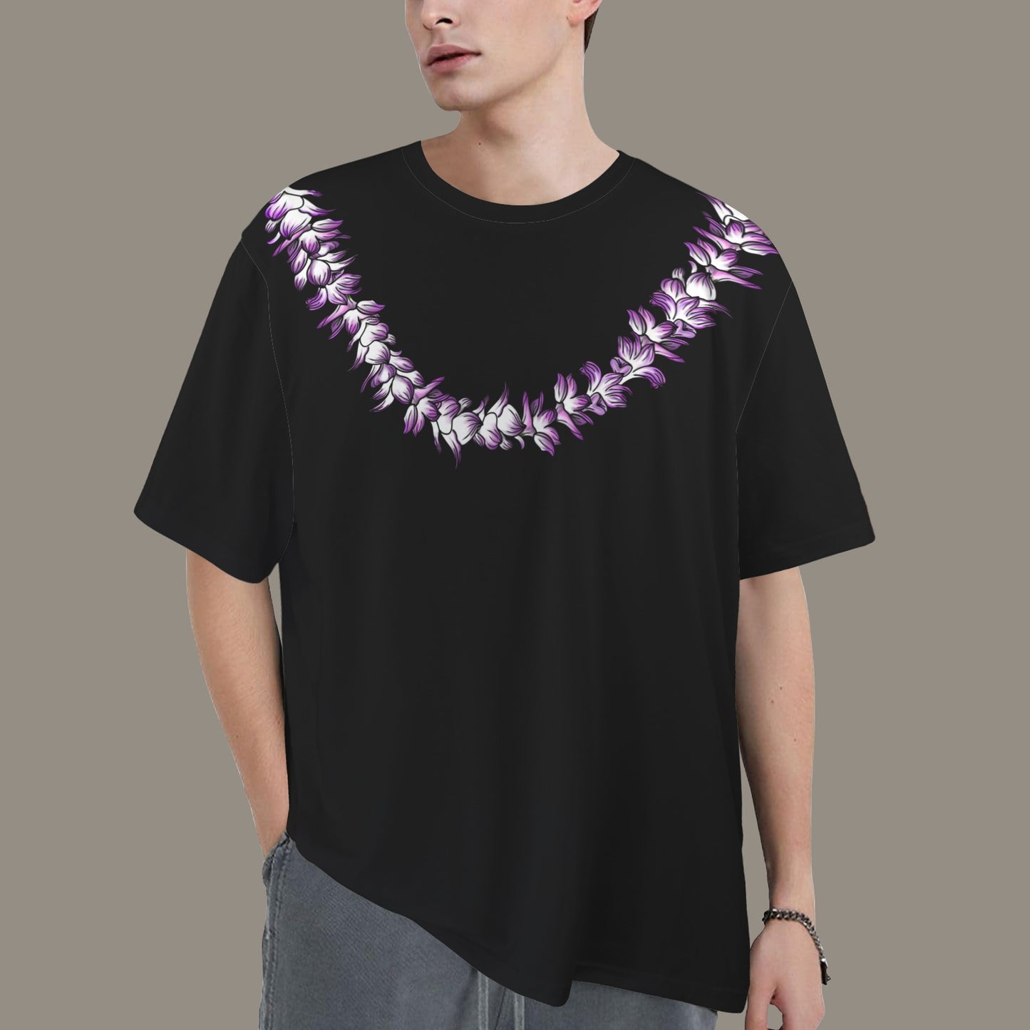 Oversized Hawaiian Lei Graphic T-Shirt  | Orchid Lei