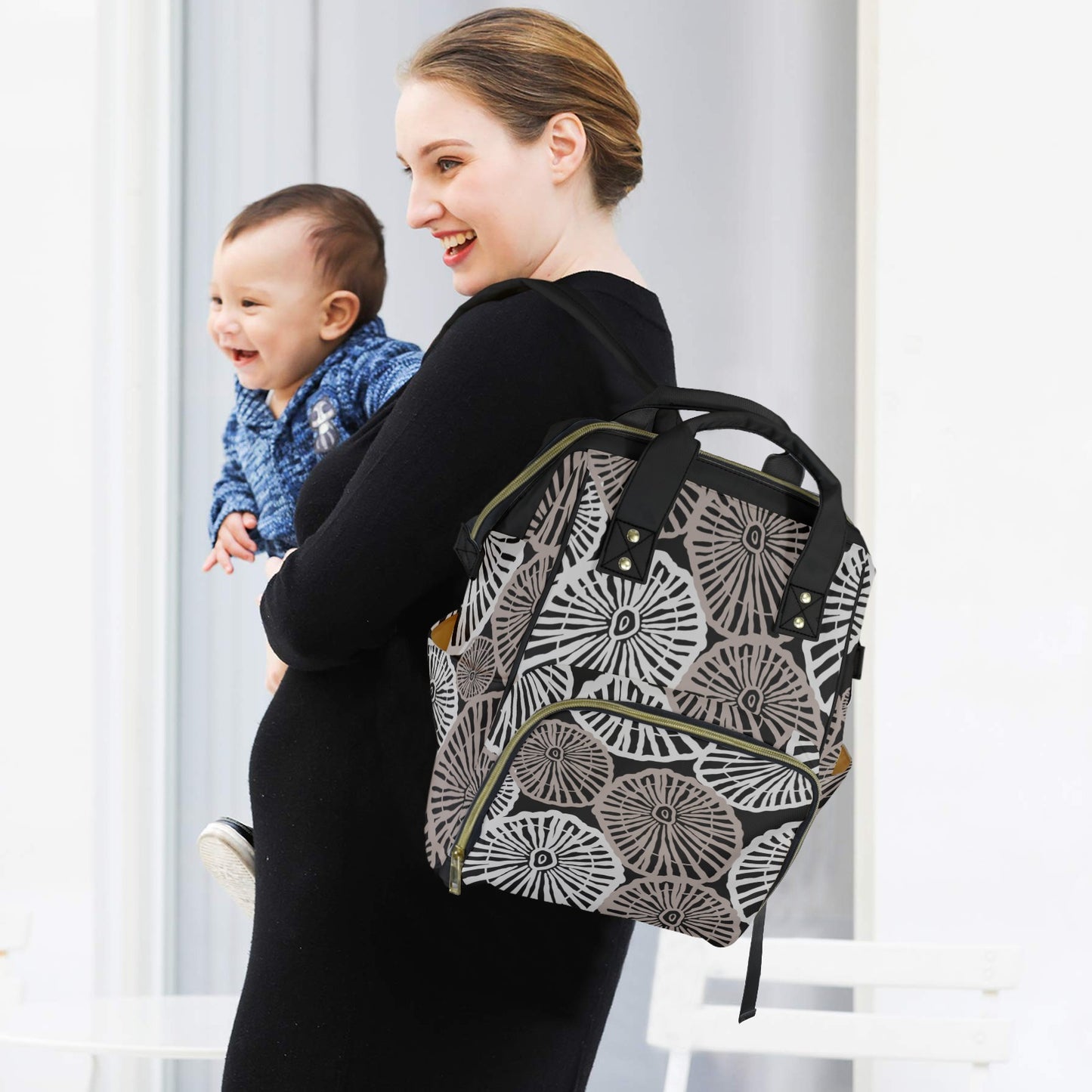 Opihi Hawaiian Print Multi-Function Backpack 2.0 - Gray and Black (ʻOpihi)