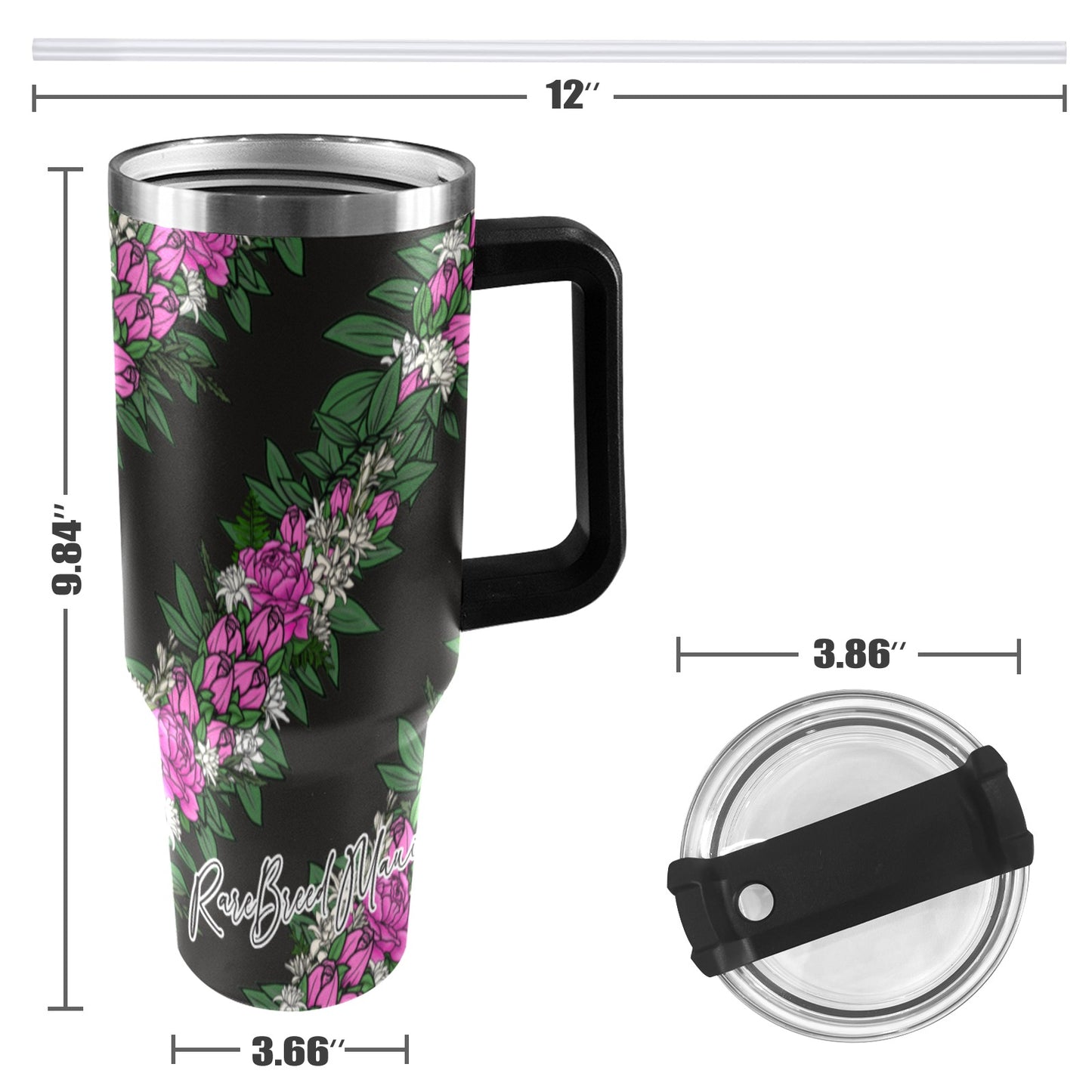 Lokelani Lei 40oz Tumbler - Black Handle