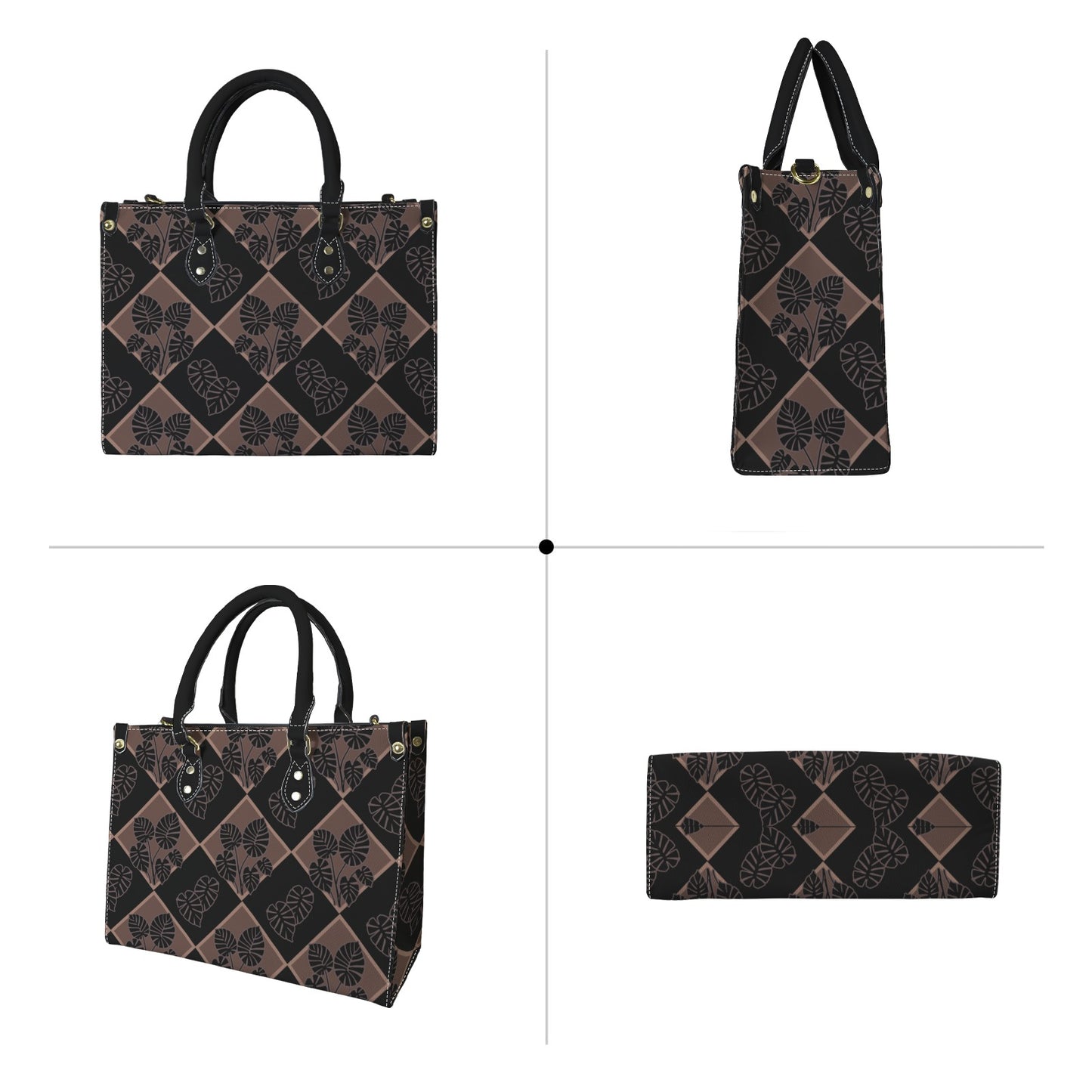 The Haunani Tote Bag 2.0 - Kalo Quilt Hawaiian Print Taro Kapa Design