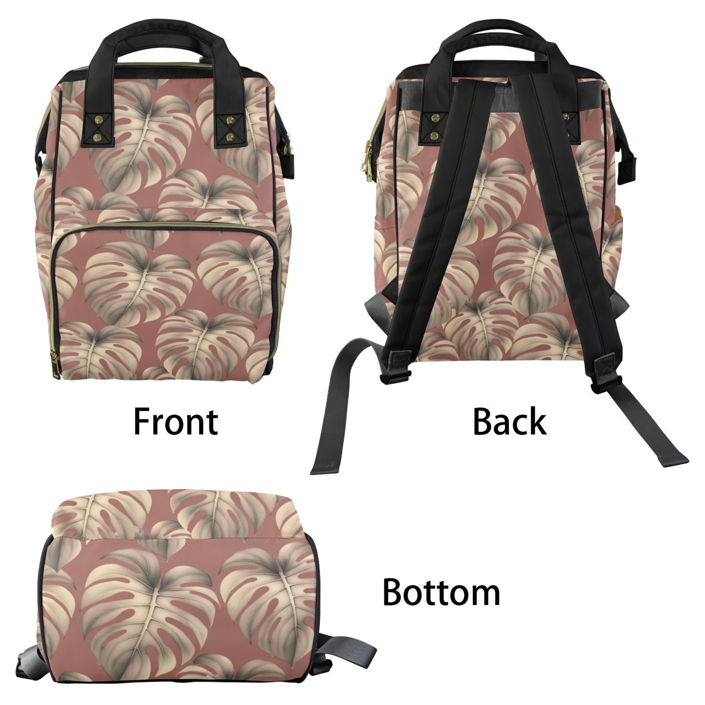 Monstera Mauve Hawaiian Print Multi-Function Backpack