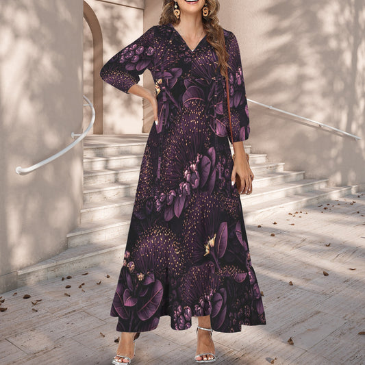 Pauahi Mu'u mu'u maxi dress - 'ōhiʻa lehua in purple
