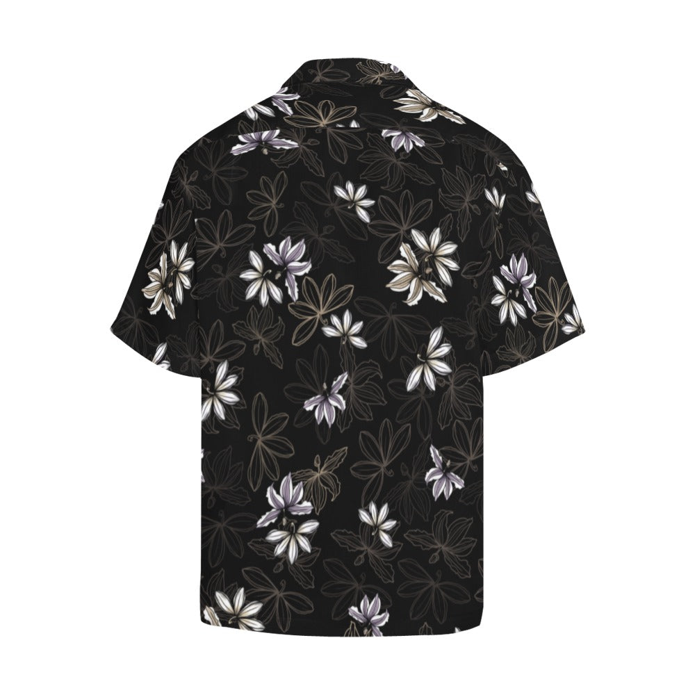 Naupaka Men's Aloha Shirt - Lavender, Taupe and Black