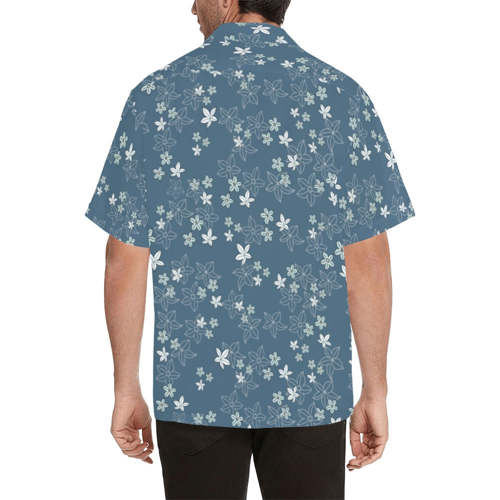 Pua ʻAla Hawaiian Print Menʻs Aloha Shirt - Blue