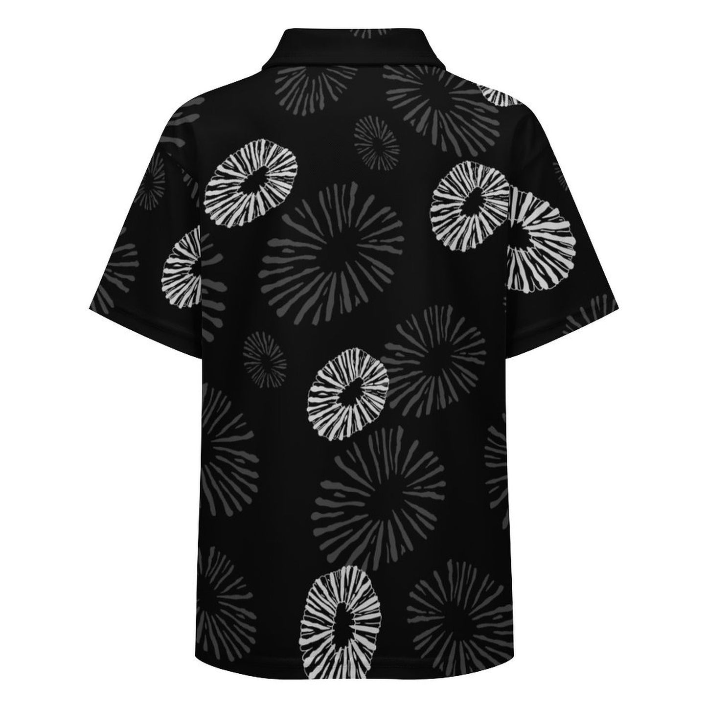 'Opihi Hawaiian Print - Keiki Polo Shirt, Black and Gray