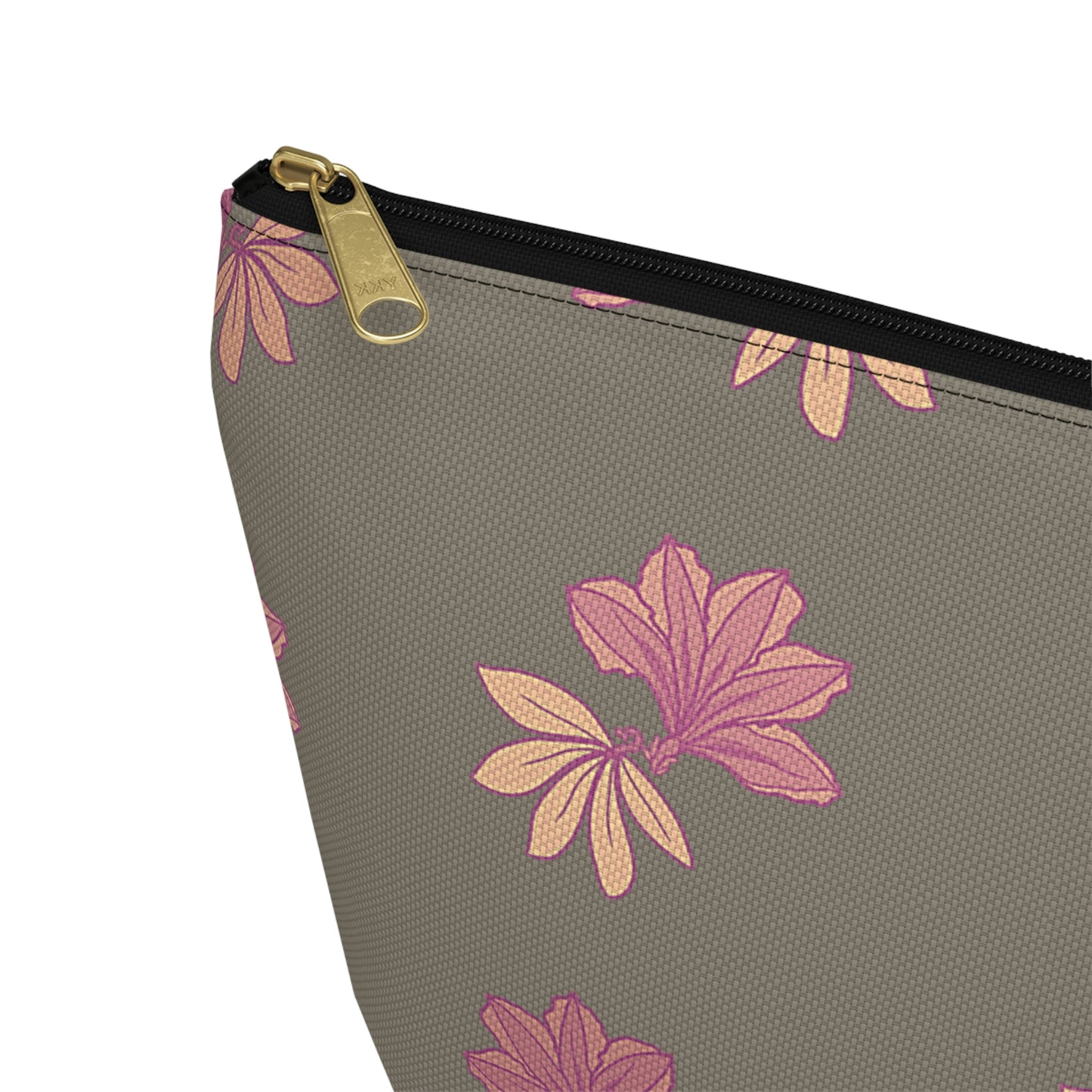 Naupaka Taupe & Pink Accessory Pouch w T-bottom