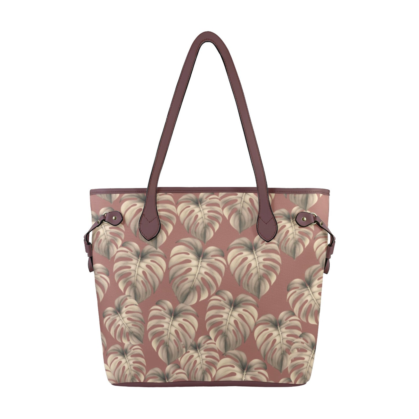 Monstera Mauve Canvas Tote Bag