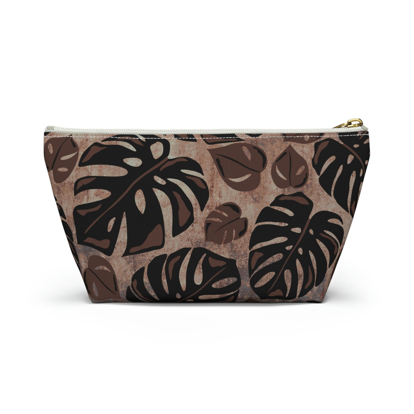 Monstera Watercolor Accessory Pouch with T-bottom