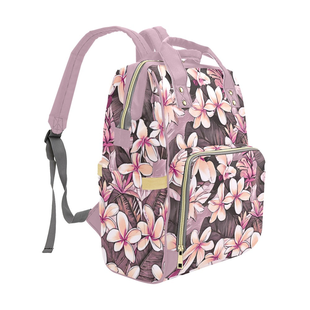 Plumeria Hawaiian Print Multi-Function Backpack