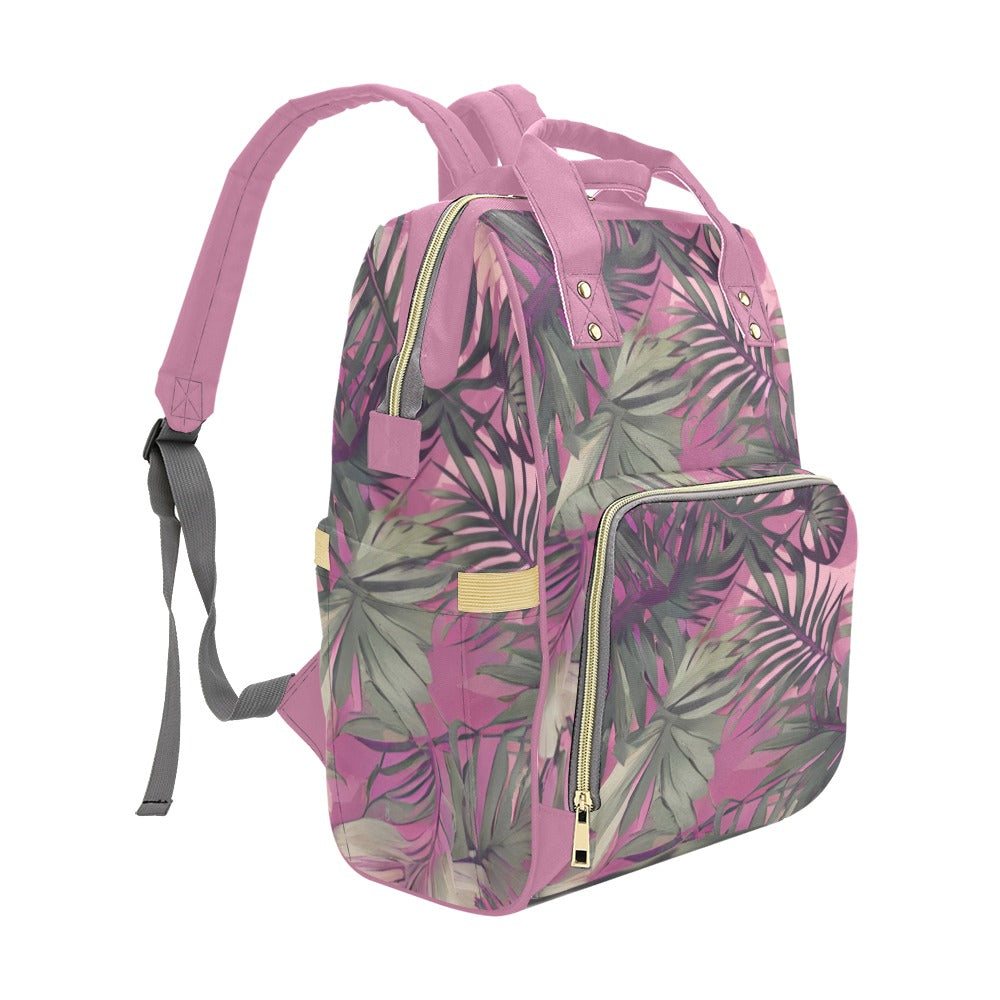 Hawaiian Tropical Print Pink Multi Function Backpack