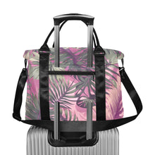 Load image into Gallery viewer, Hawaiian Tropical Print Pink Large Capacity Duffle Bag with Trolley Sleeve