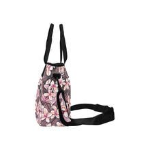 Load image into Gallery viewer, Plumeria Hawaiian Print Tote Bag Crossbody Pink with Shoulder Strap