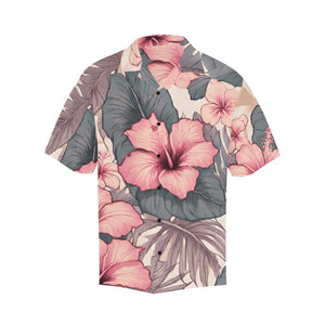 Hibiscus Hawaiian Print Men's Aloha Shirt - Soft Tones