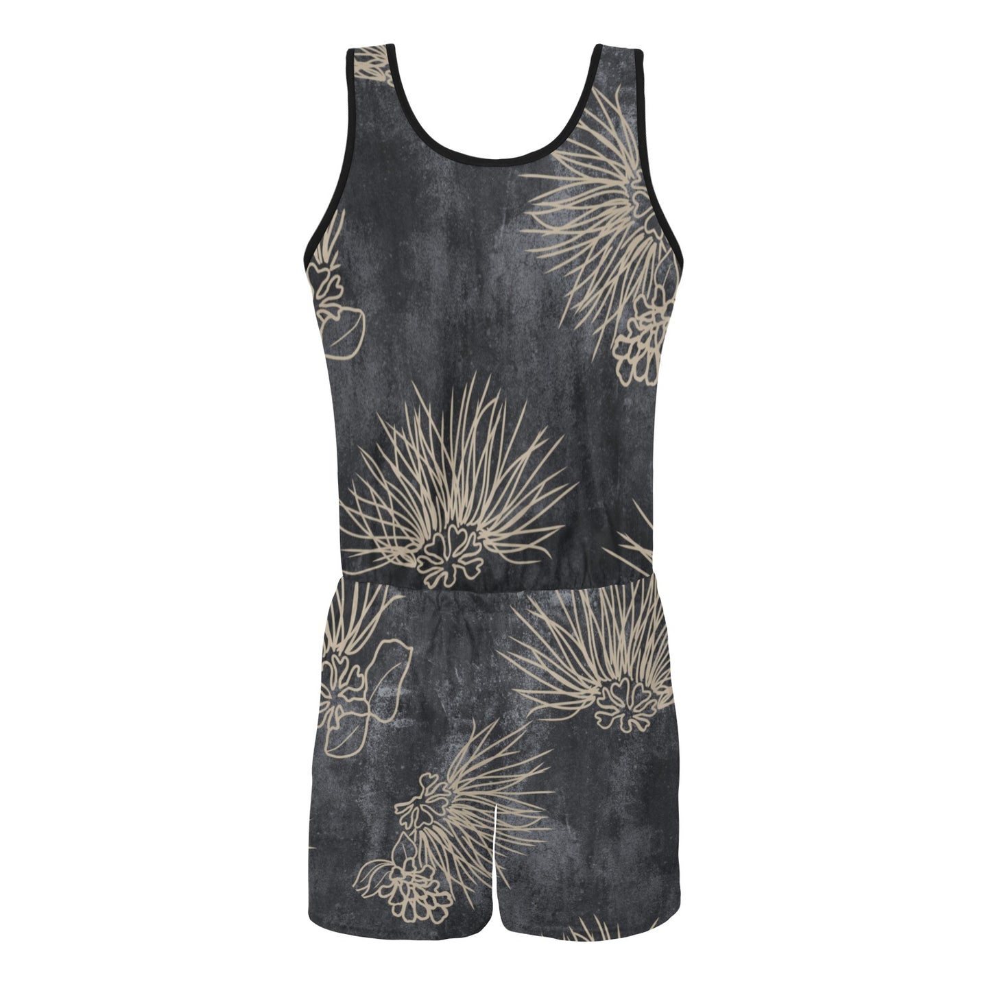 'Ohi'a Lehua Hawaiian Print Watercolor Romper Vest Short Jumpsuit (Ohia Lehua)