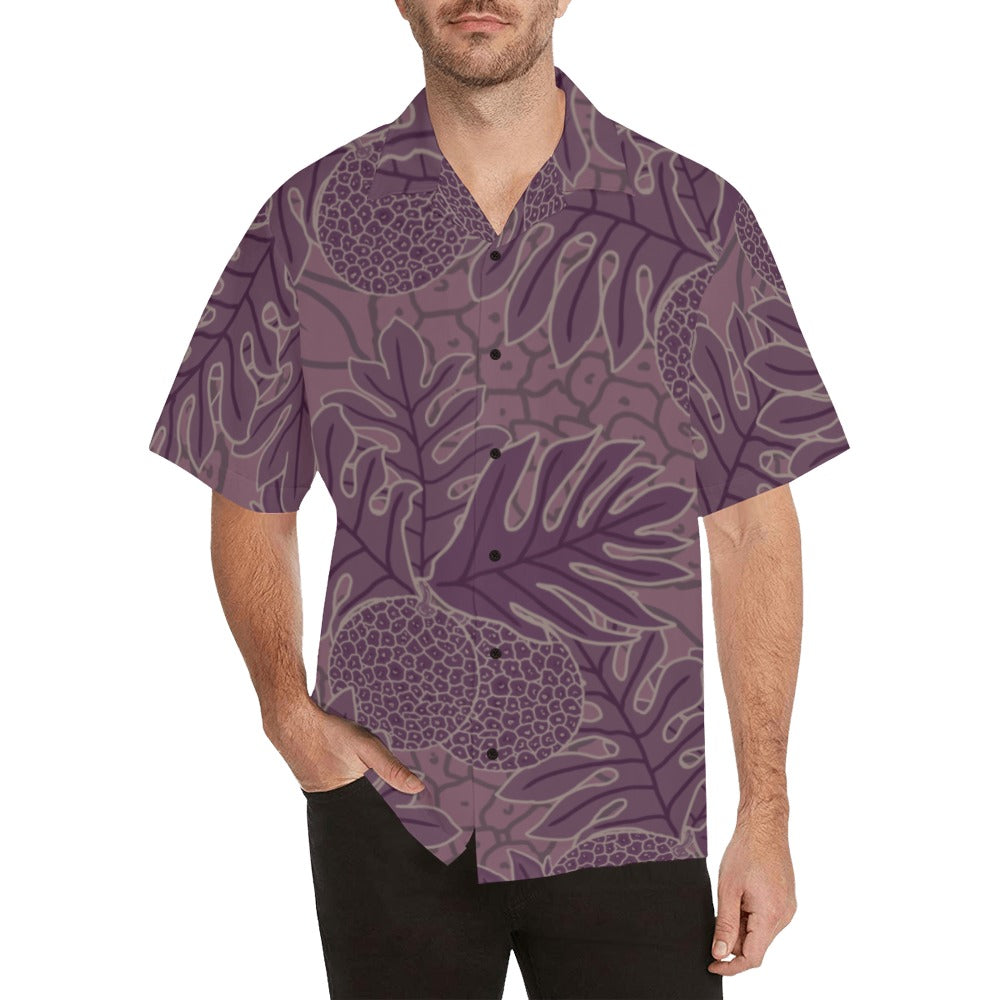 Ulu Breadfruit Hawaiian Print Men's Aloha Shirt - Purple Hawaiian Shirt