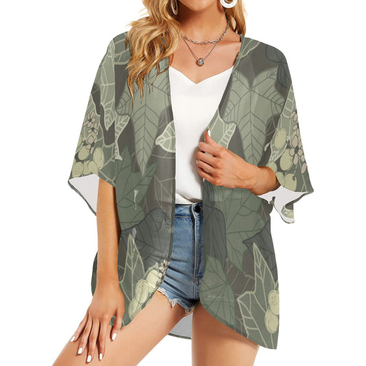 Kukui Nut Hawaiian Print Kimono Cover Up (Chiffon Cover Up)