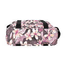 Load image into Gallery viewer, Plumeria Hawaiian Print Large Capacity Duffle Bag with Trolley Sleeve