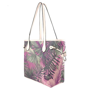 Hawaiian Tropical Print Pink Canvas Tote Bag