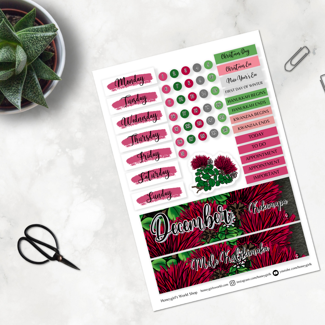 December Monthly Sticker Kit - 'Ohia Lehua